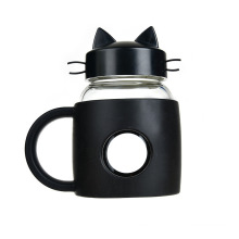 Creative Fashion Cartoon Plastic Platinum Cat Glass Student Cute Cat Transparent Water Cup Creative Mini Tea Cup